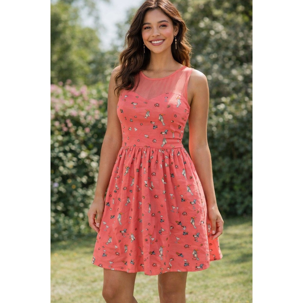 Yumi Coral Printed Dress‎ NWT | Size US 2/4 | Sleeveless Fit & Flare